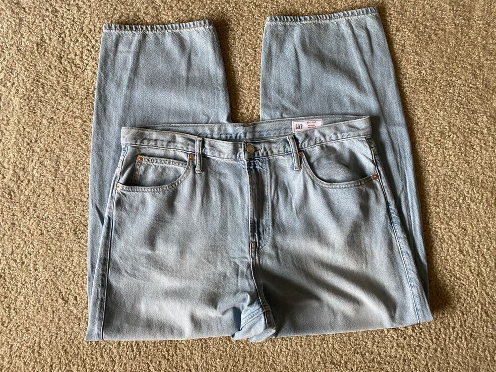 Gap Barrel High Rise Jeans Womens 16 33 Light Wash Ultrasoft Denim